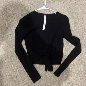 Lululemon Athletica Black Long Sleeve Top with Front Tie